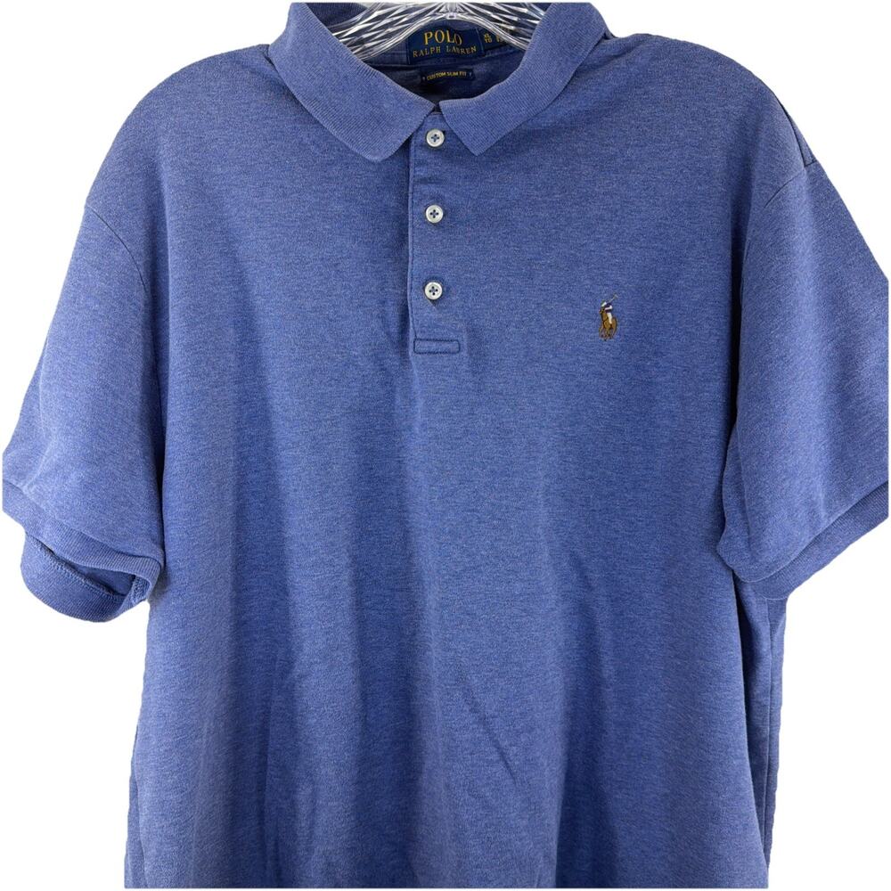Polo Ralph Lauren Mens XL Slim Fit Blue Cotton Short Sleeve Polo Shirt Preppy